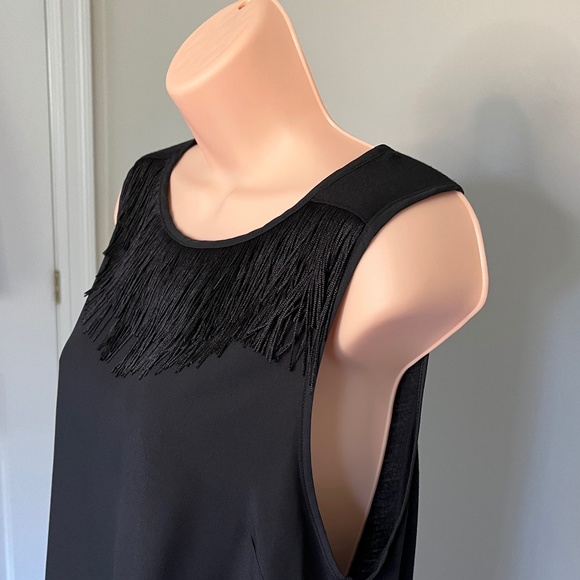 Banana Republic Women's Top Medium Black Sleeveless Tassles Coachella Su… - Picture 4 of 9